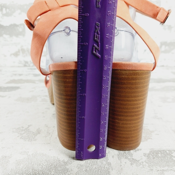 New Nordstrom Anita Leather Peach Platform Ankle Buckle Sandals A136 - Picture 8 of 12